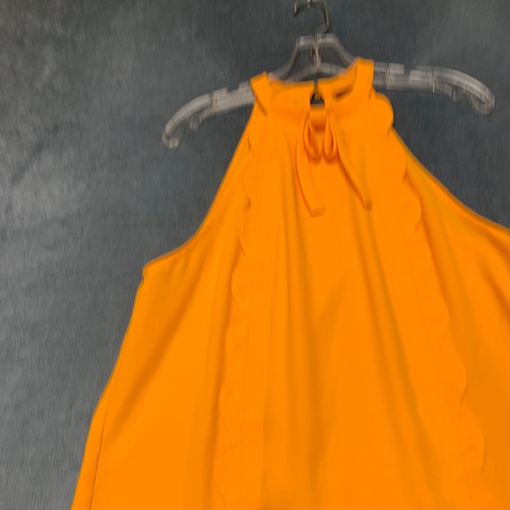 Victoria Beckham For Target Blouse Top Womens M Marigold High Neck Scallop Trim - Picture 3 of 15